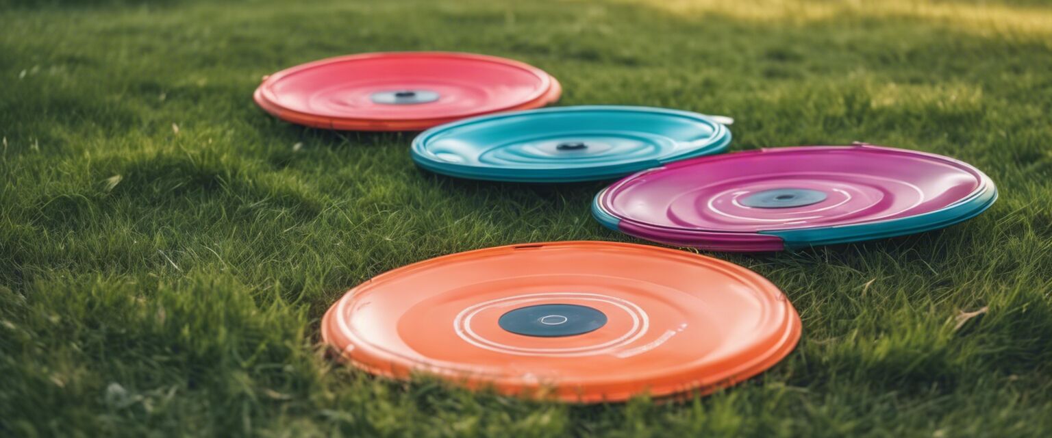 Frisbees on the grass