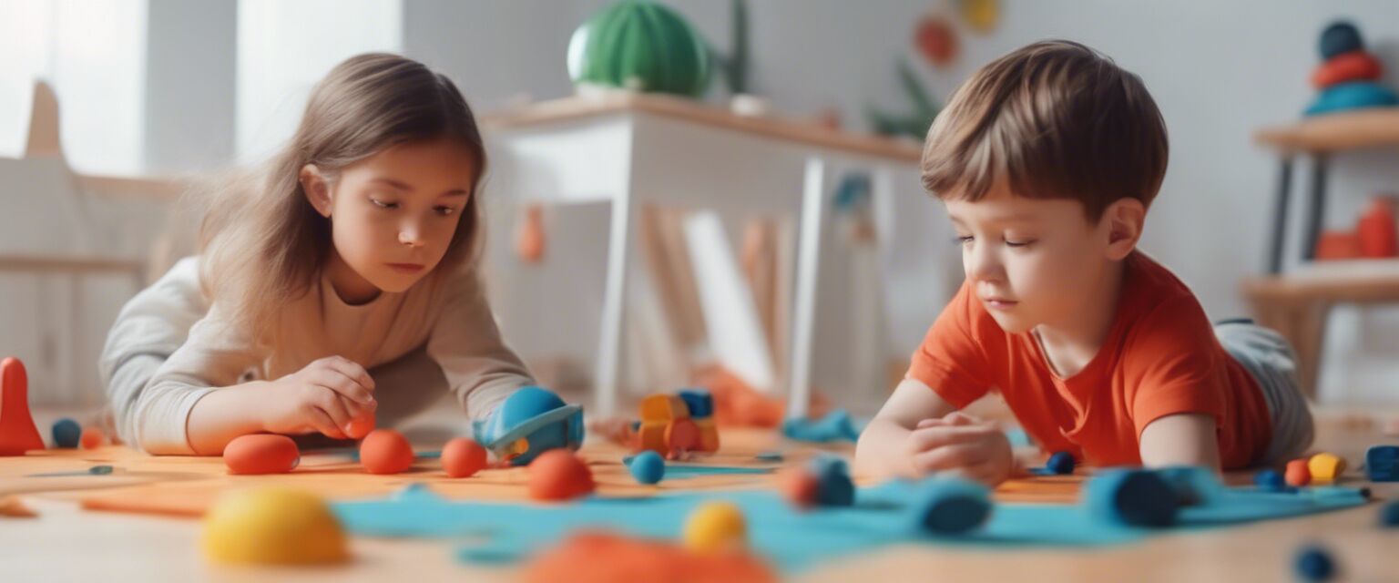 Children playing with educational minimalist toys